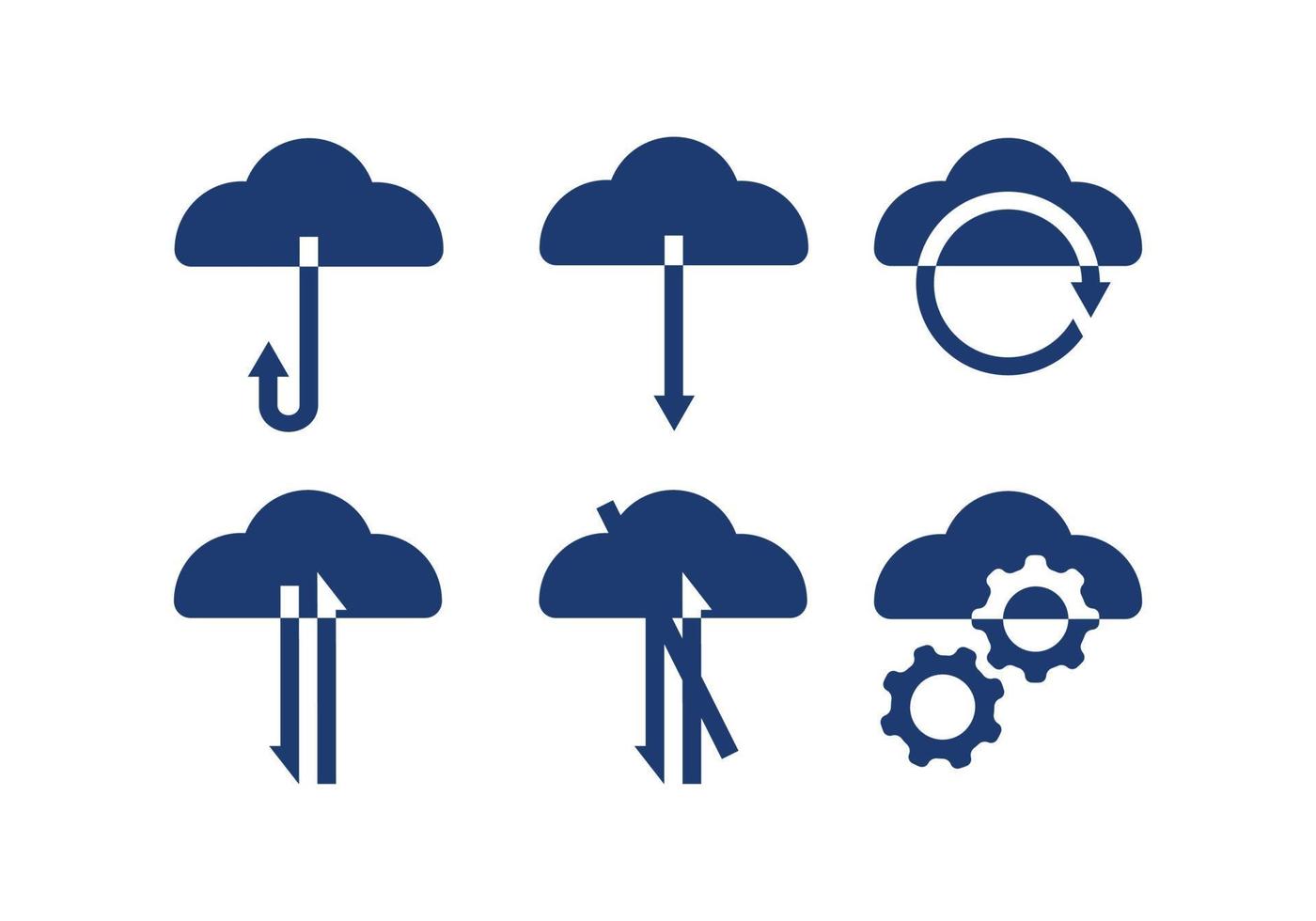 wolk computergebruik, computer wolk en wolk hosting verwant lijn pictogrammen. wolk opslagruimte en netwerk internet icoon vector set.