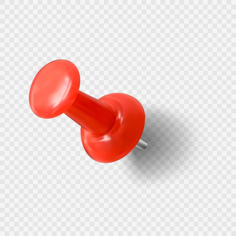 realistisch rood paperclip. rood Duwen pin. naald- voor fixatie memo Aan bord. vector illustratie