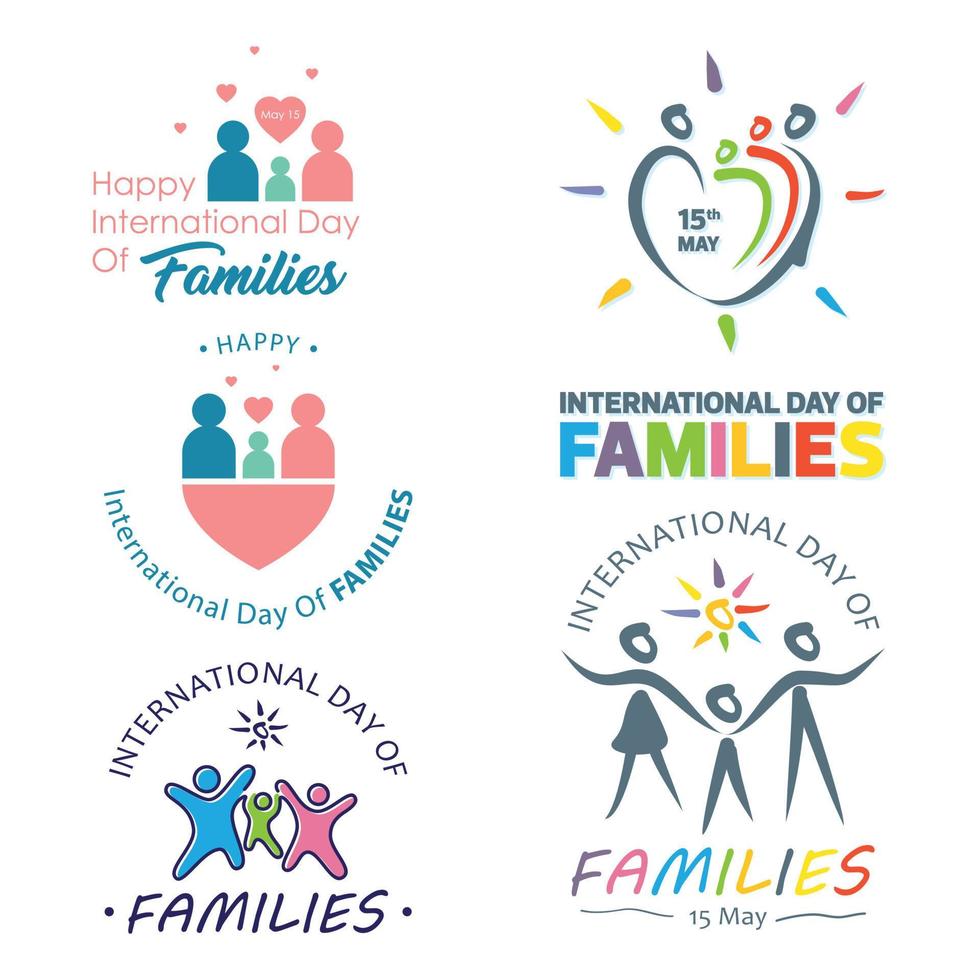 reeks van kleurrijk ontwerp Internationale dag van gezinnen met grafisch familie Holding handen vector