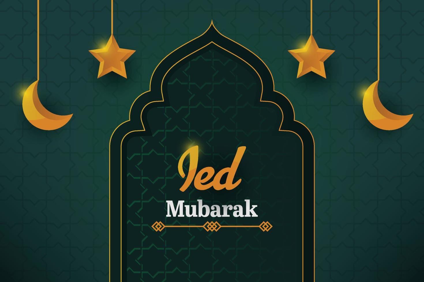 ied mubarak moskee smaragd groen achtergrond vector