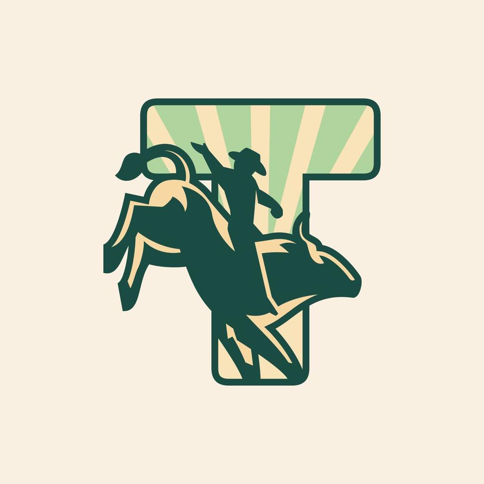 alfabet t stijgen zon lucht rodeo cowboy vector