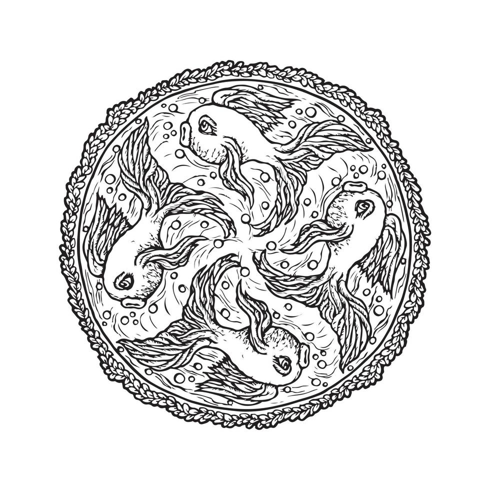 mystiek mandala kleur boek. vector illustratie van vis gebruik makend van mandala stijl