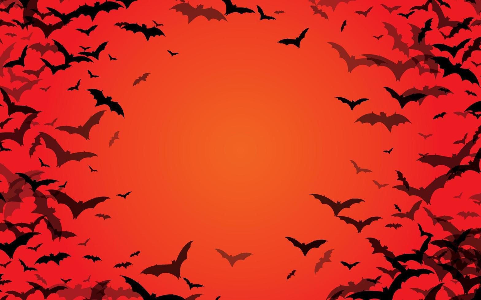 zwart silhouet van vleermuizen met bloederig lucht. geschikt voor achtergrond, banier, poster, halloween viering, enz vector