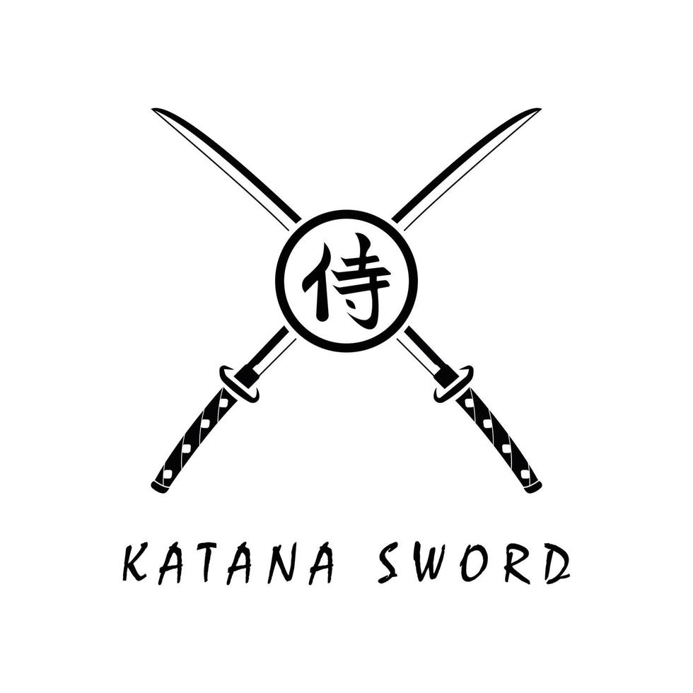 katana zwaard logo, wijnoogst vector illustratie, ontwerp modern Japans zwaard van katana logo concept