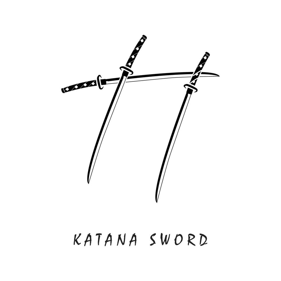 katana zwaard logo, wijnoogst vector illustratie, ontwerp modern Japans zwaard van katana logo concept