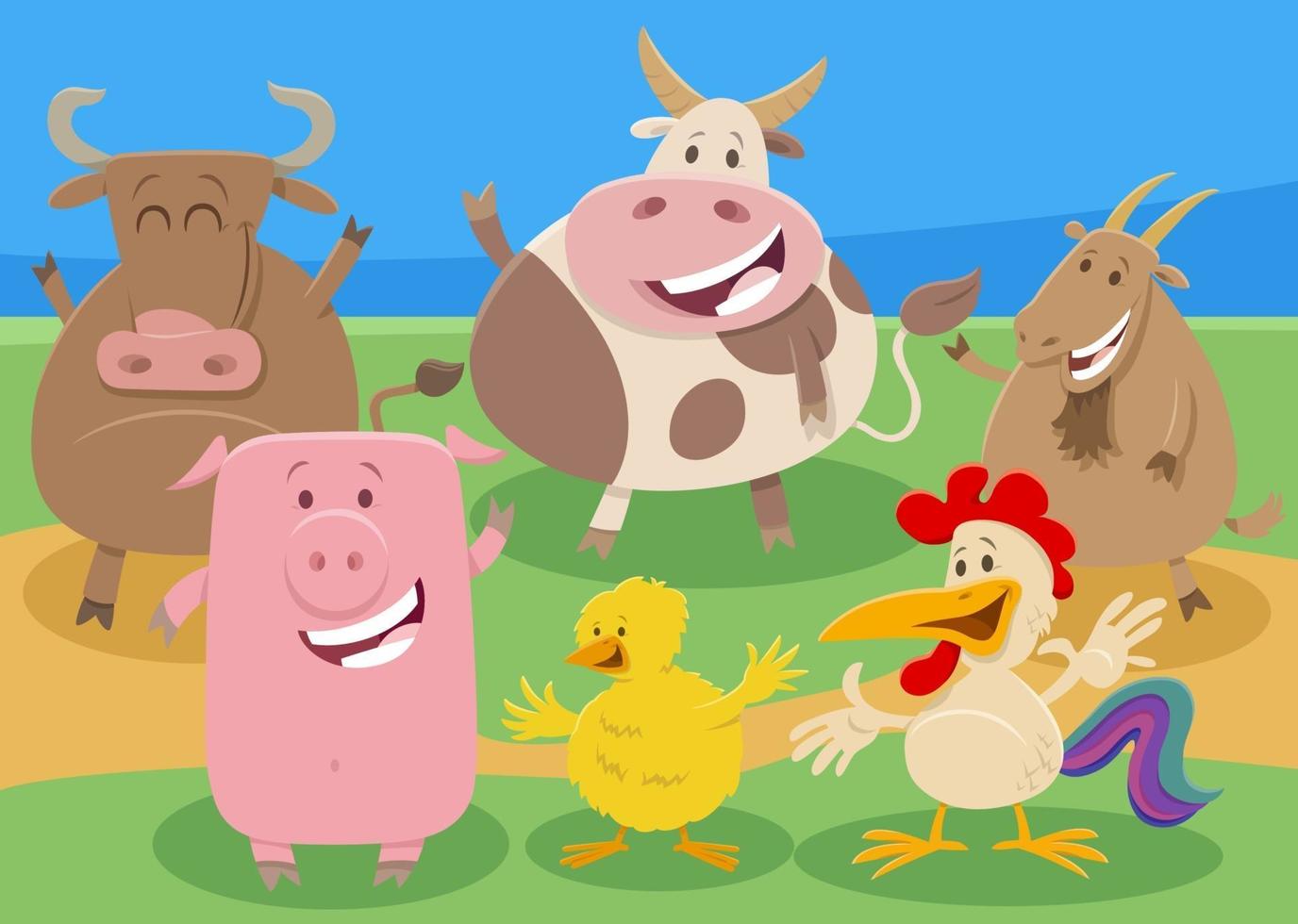 cartoon boerderij dieren stripfiguren vector