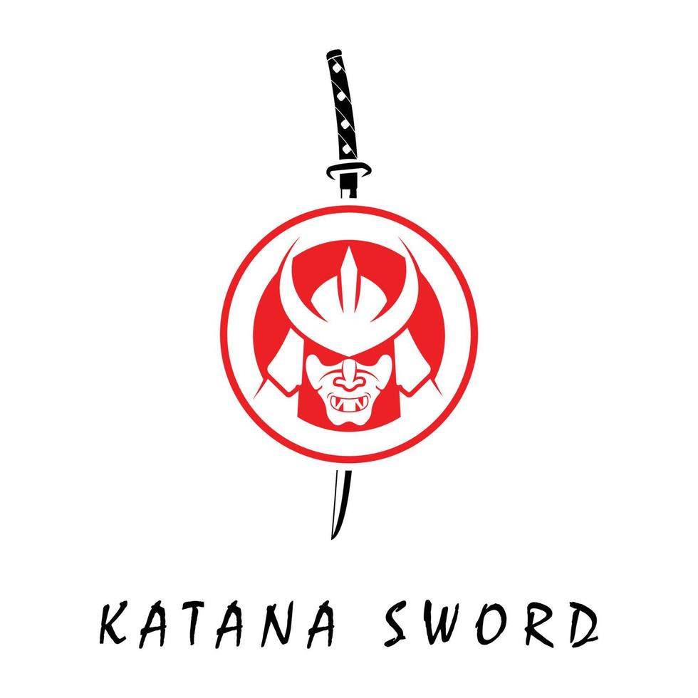 katana zwaard logo, wijnoogst vector illustratie, ontwerp modern Japans zwaard van katana logo concept