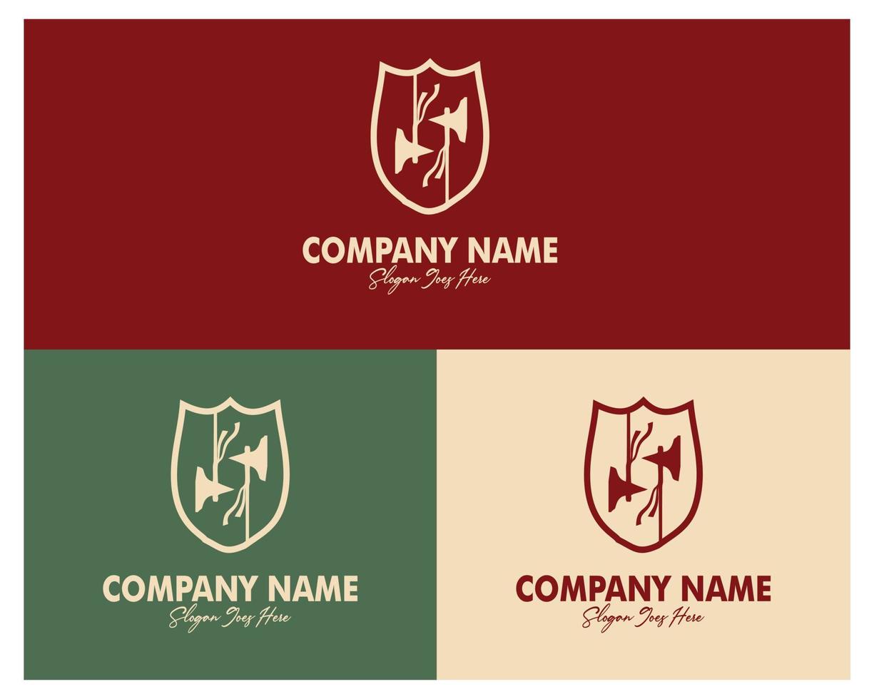 dubbele bijl en schild logo set. premie vector ontwerp. verschijnen met meerdere kleur keuzes. het beste voor logo, insigne, embleem, icoon, ontwerp sticker, industrie. beschikbaar in eps 10.