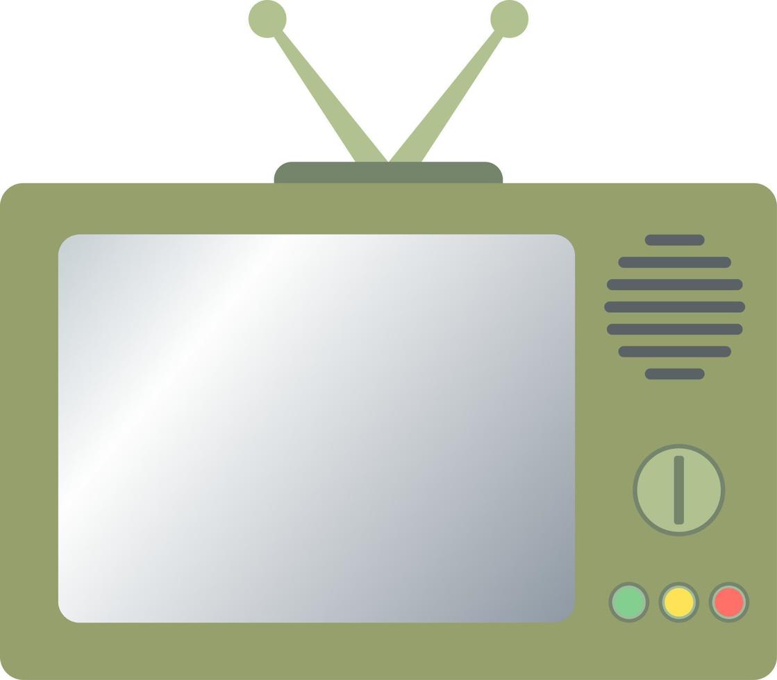 wijnoogst televisie icoon met retro stijl voor nostalgie ontwerp. vector illustratie van retro TV met oud stijl. grafisch hulpbron van groen oud televisie met vlak stijl voor zichtbaar technologie symbool