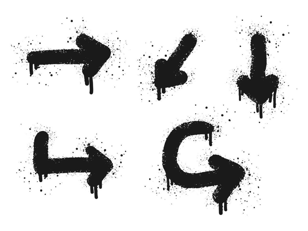 verzameling van verstuiven geschilderd graffiti pijl in zwart over- wit. geïsoleerd Aan wit achtergrond. vector illustratie