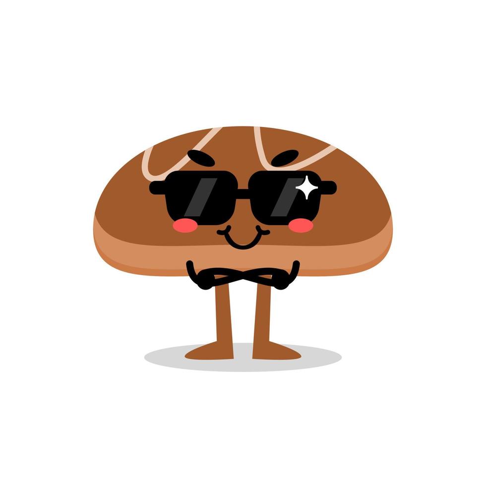 gelukkig brood schattig mascotte karakter vervelend een zonnebril. vector
