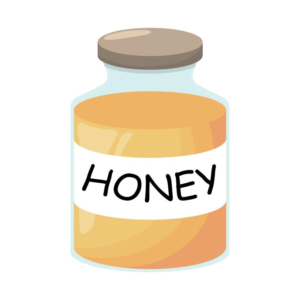 een glas pot van honing Aan een wit achtergrond in een vlak stijl vector