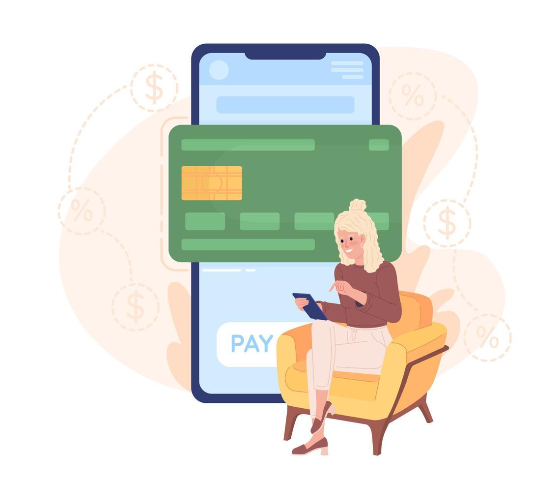 online bank vlak concept vector plek illustratie. bewerkbare 2d tekenfilm karakter Aan wit voor web ontwerp. bank account. overbrengen fondsen. financiën app creatief idee voor website, mobiel, tijdschrift