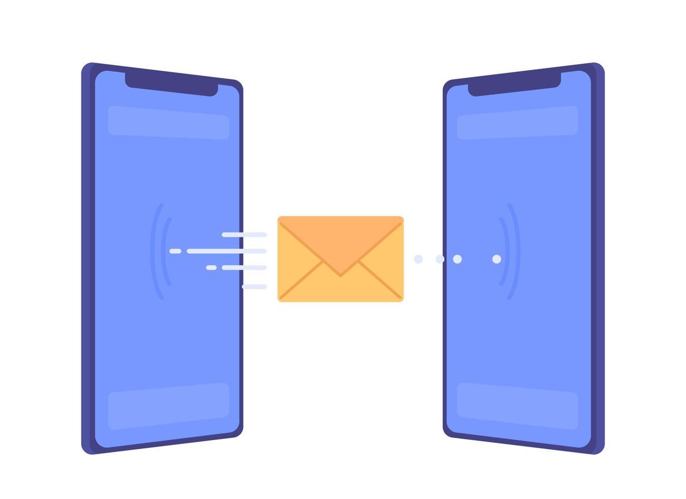 mobiel telefoons uitwisselen e-mail draadloze vlak concept vector plek illustratie. bewerkbare 2d tekenfilm icoon Aan wit voor web ontwerp. boodschapper toepassing creatief idee voor website, mobiel, tijdschrift