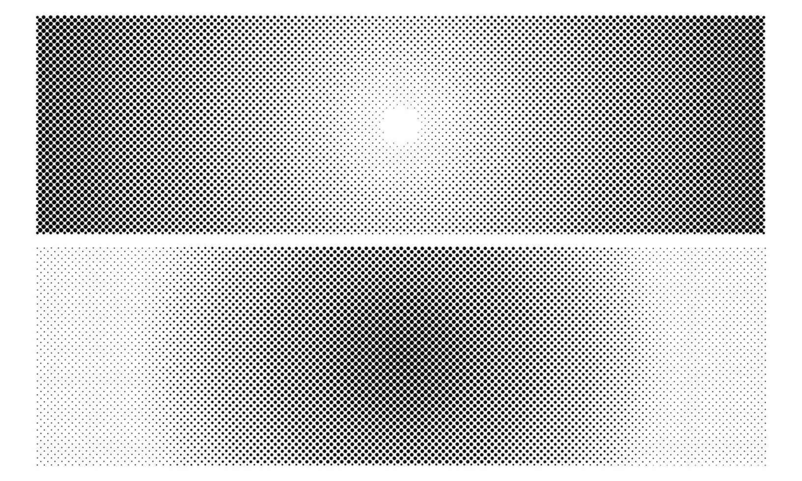 stippel horizontaal achtergrond, radiaal helling halftone patroon, zwart dots structuur Aan wit achtergrond vector