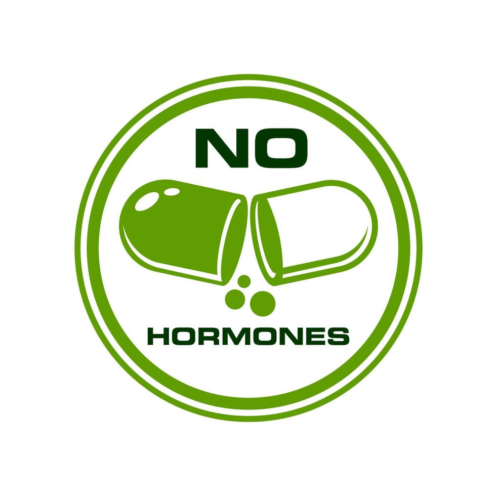 Nee hormonen icoon of hormonen vrij embleem voor voedsel vector