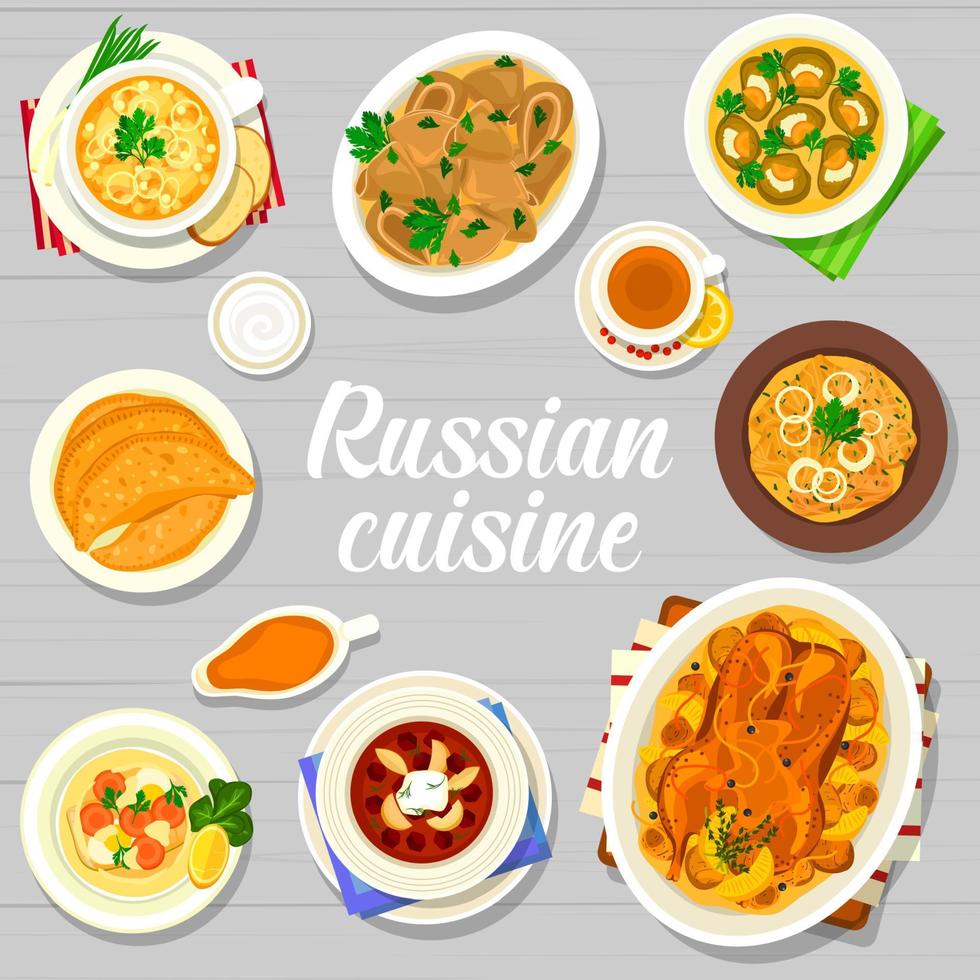 Russisch keuken restaurant maaltijden menu Hoes bladzijde vector