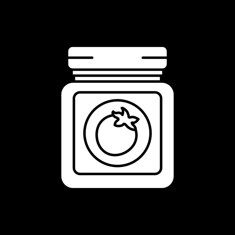 ketchup in glazen pot donkere modus glyph-pictogram vector