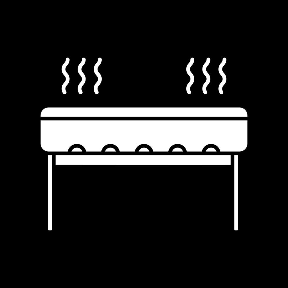 barbecue grill donkere modus glyph-pictogram vector