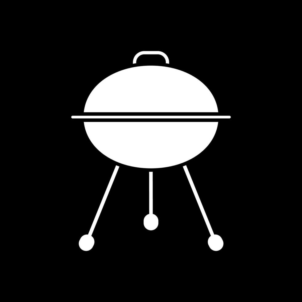 grill met gesloten deksel donkere modus glyph-pictogram vector