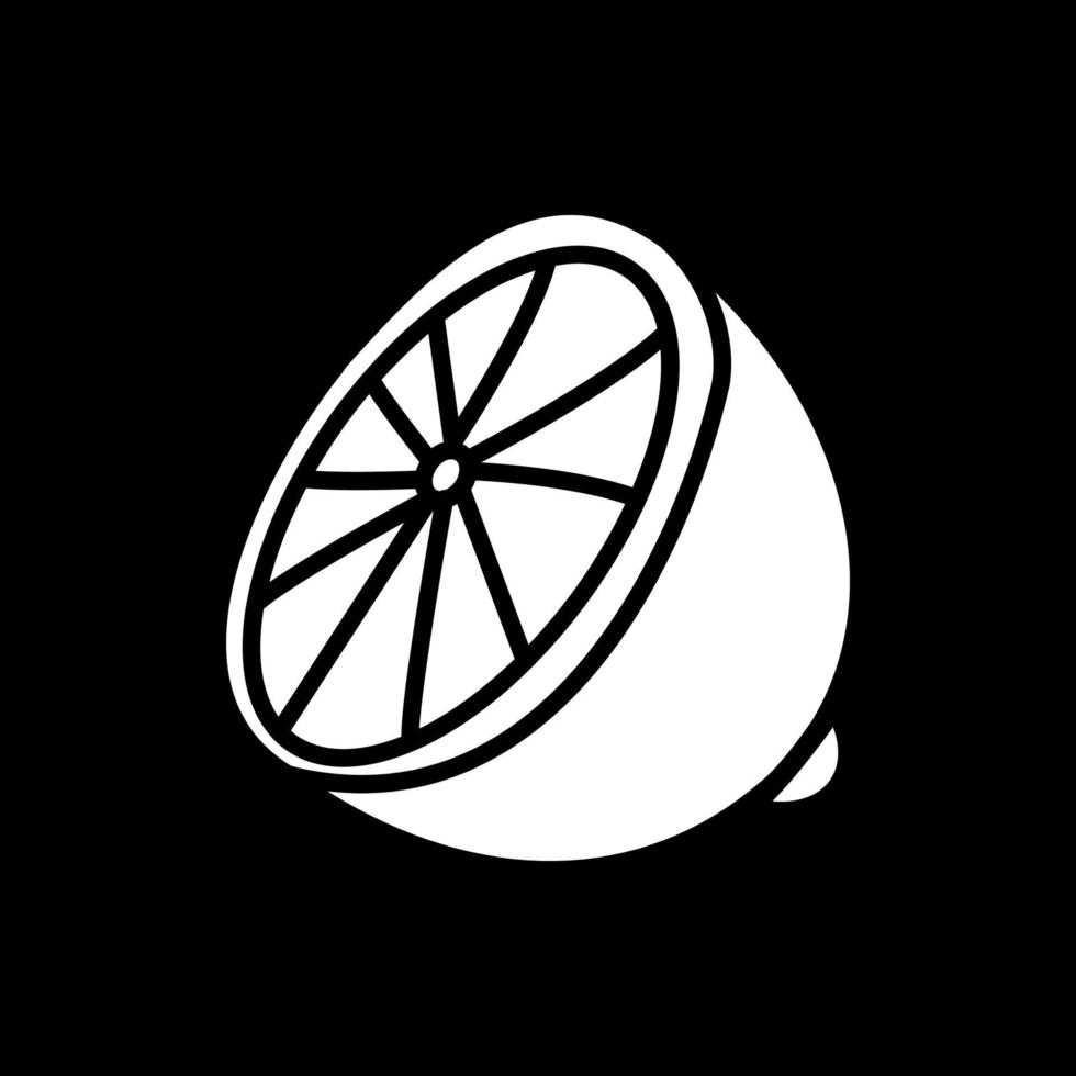 gesneden citroen donkere modus glyph-pictogram vector