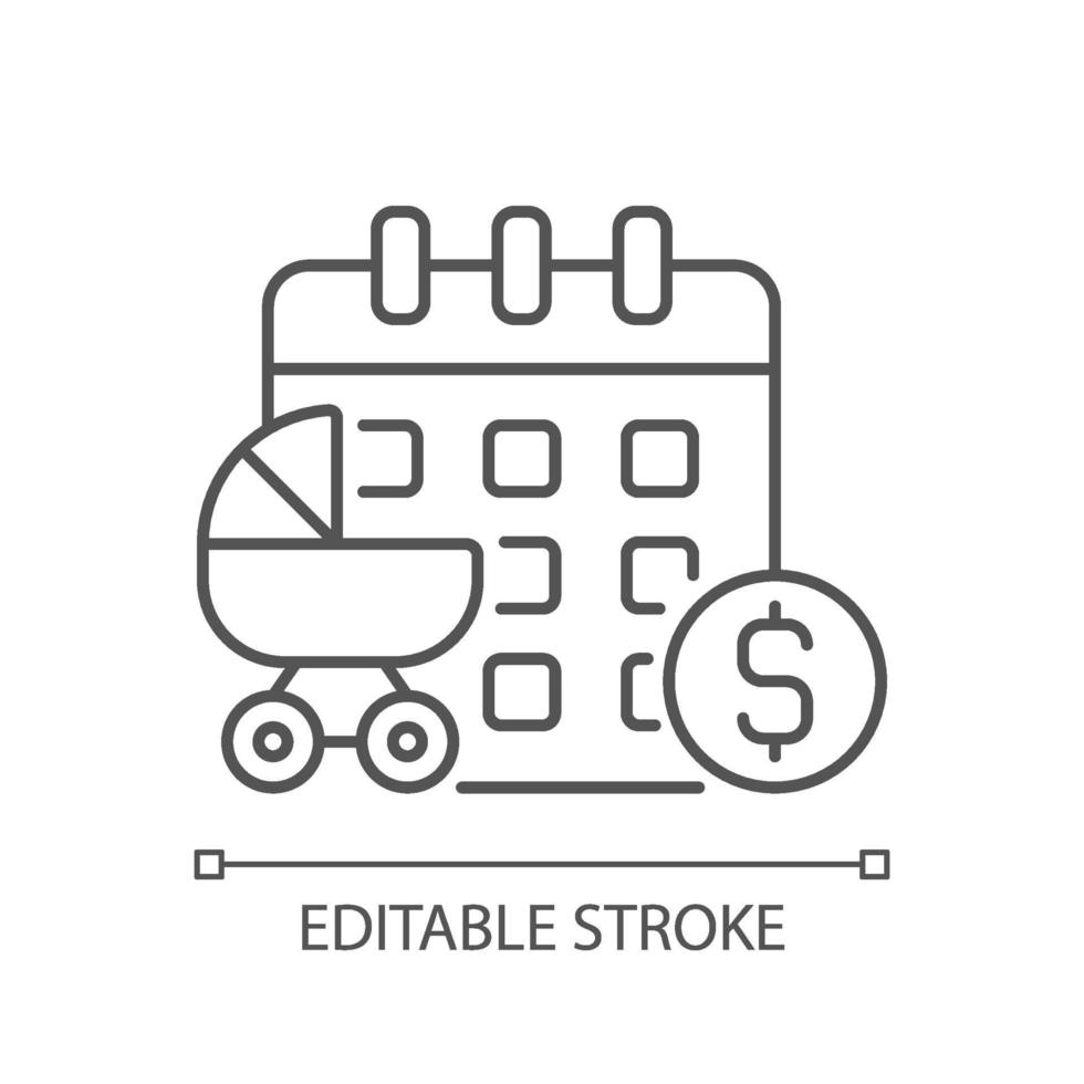 betaald zwangerschapsverlof lineaire pictogram vector