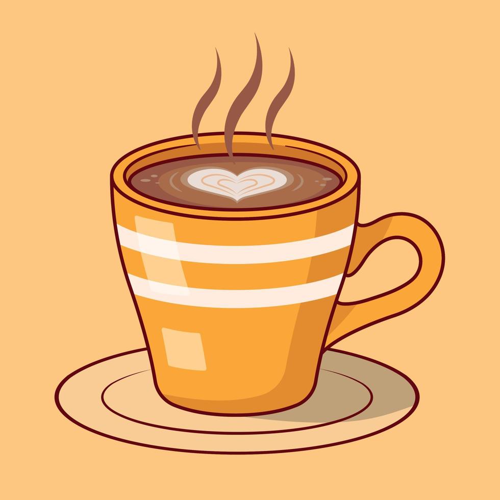 geel koffie vlak tekenfilm illustratie, koffie kop vector, kop vector