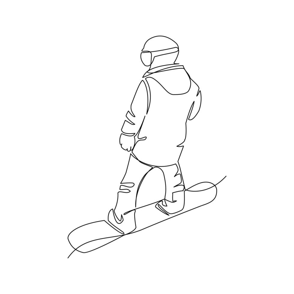 snowboarden vector illustratie getrokken in lijn kunst stijl