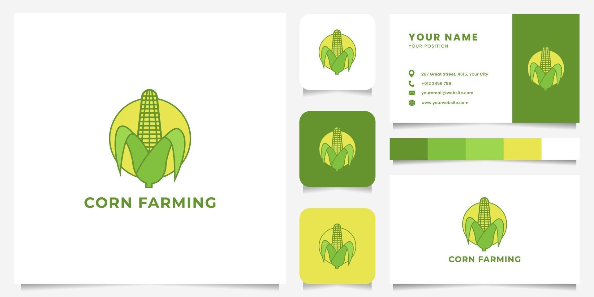 kleurrijk gepeld maïs embleem logo met sjabloon voor visitekaartjes vector