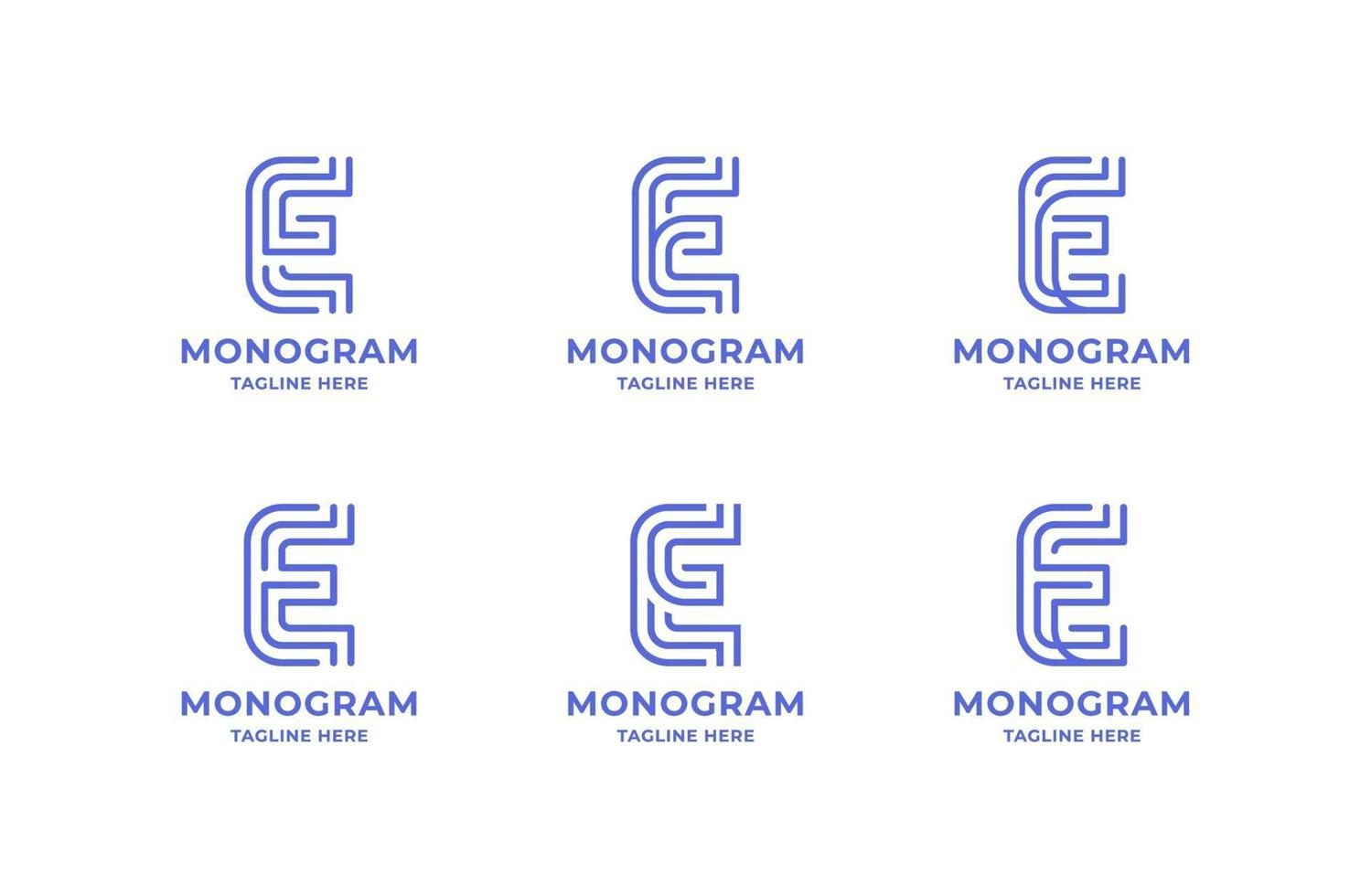 eenvoudige en minimalistische lijntekeningen letter e logo set vector