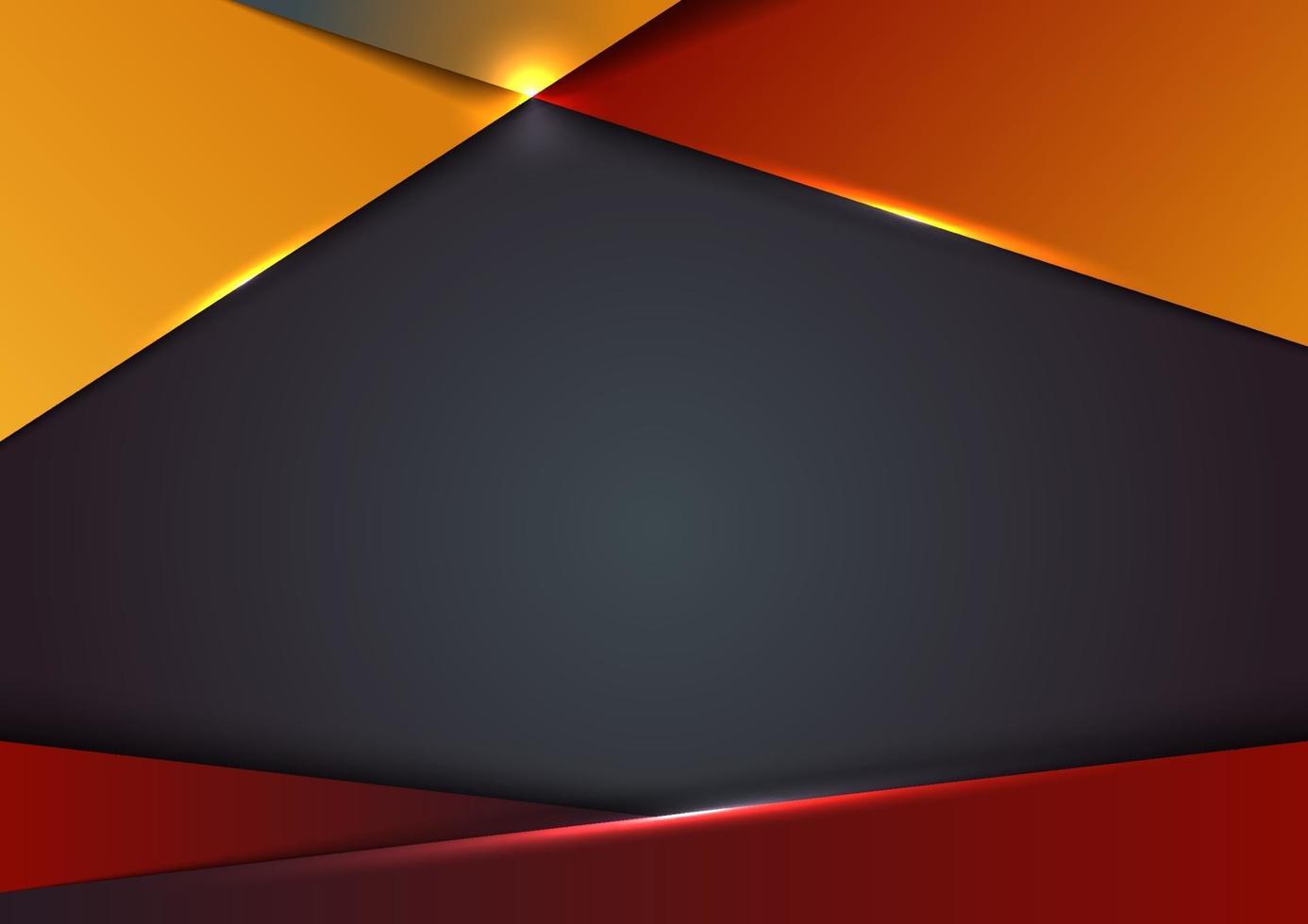 sjabloonontwerp abstracte rode en gele gradiënt geometrische vorm luxe premie op blauwe achtergrond met verlichtingseffect vector