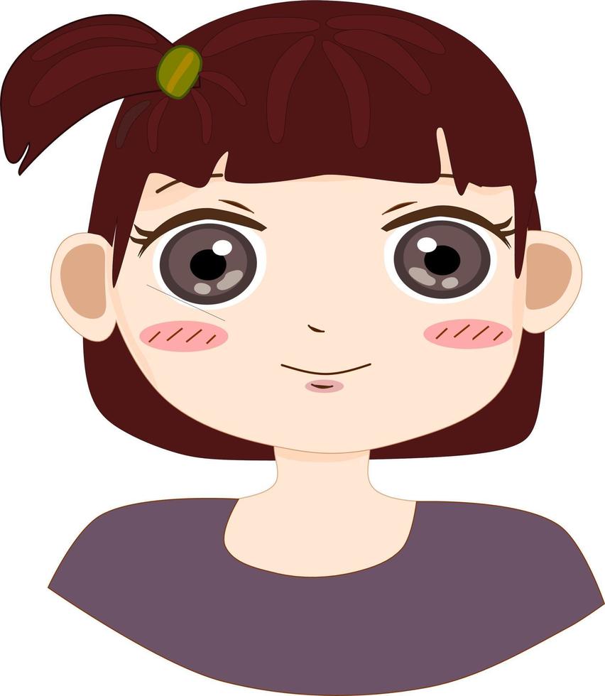 avatar gelukkig glimlachen jong meisje Rechtdoor kort haar. vlak avatar karakter illustratie. vector geïsoleerd Aan wit achtergrond. vrij vector.