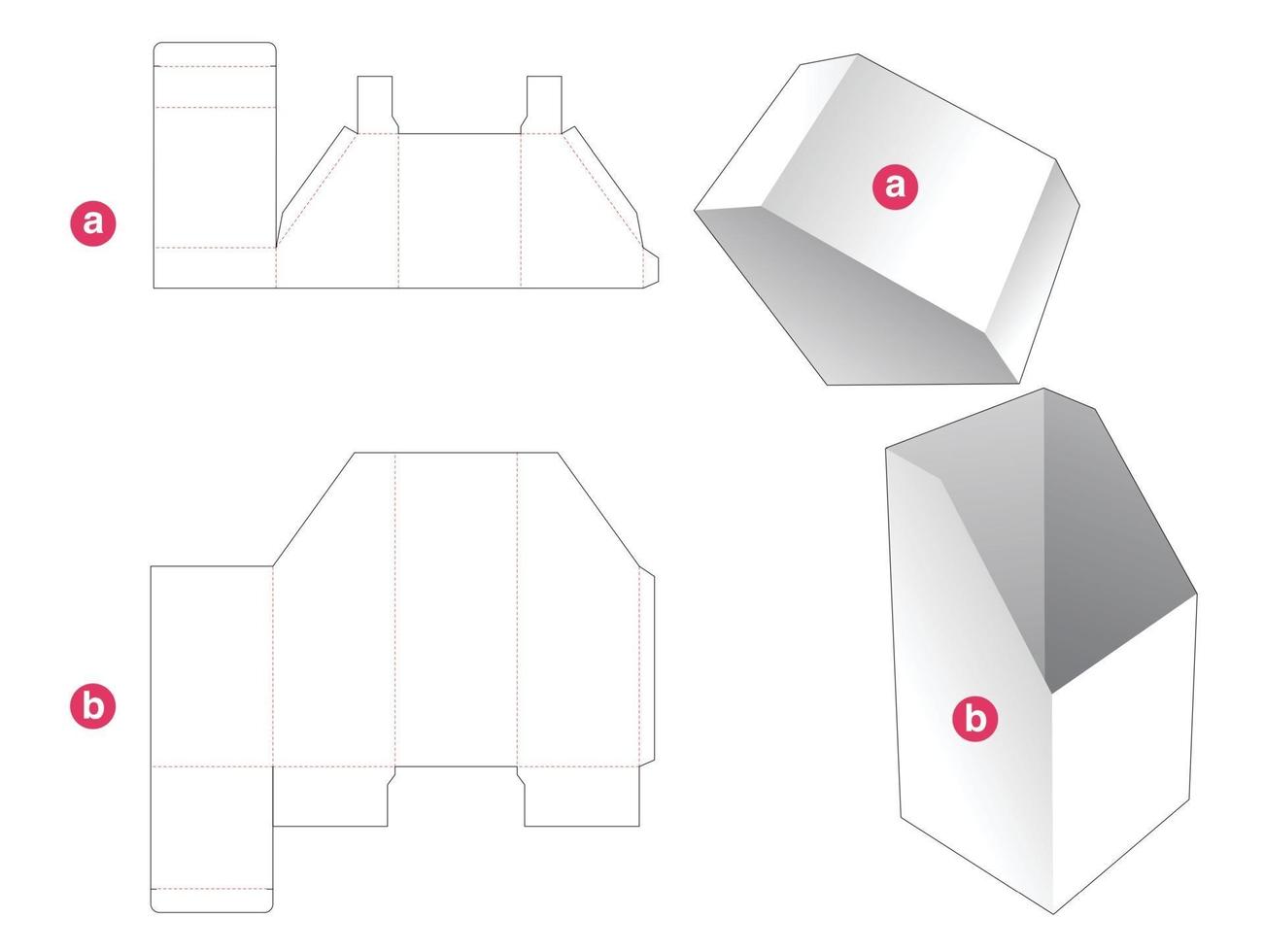 schuine doos met schuin deksel gestanst sjabloon vector