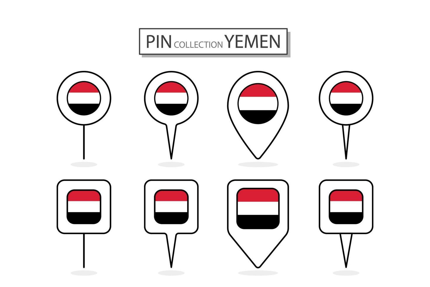 reeks van vlak pin Jemen vlag icoon in verschillend vormen vlak pin icoon illustratie ontwerp. vector