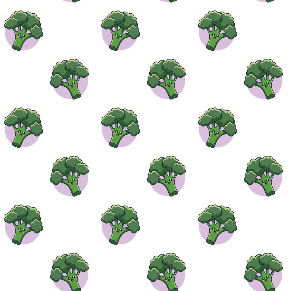 schattig kawaii broccoli naadloos patroon in tekening stijl. vector hand- getrokken tekenfilm broccoli illustratie. hand- getrokken schetsen van broccoli. patroon voor kinderen kleren.