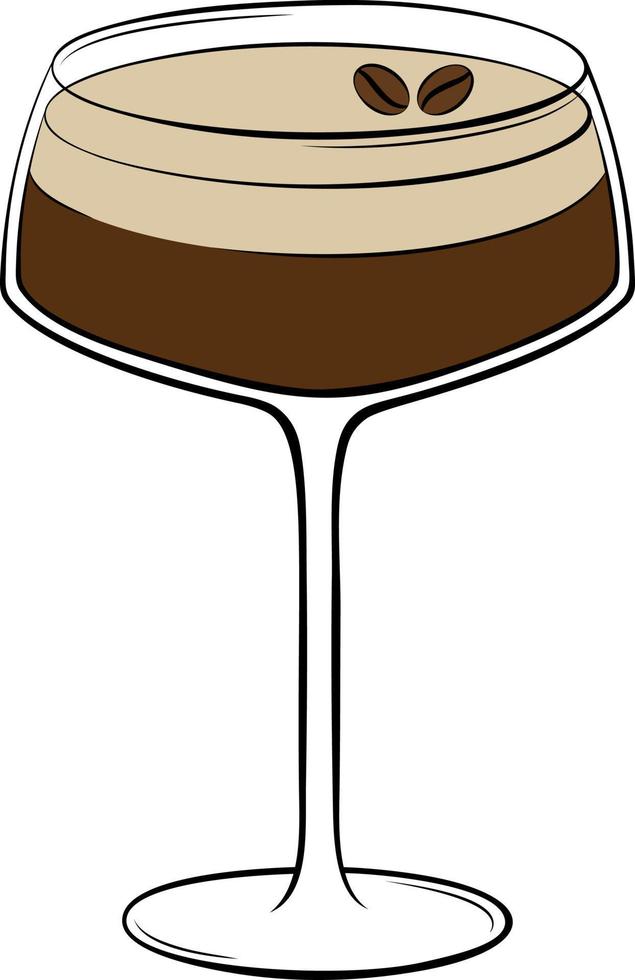 espresso martini cocktail met koffie bonen garneer vector