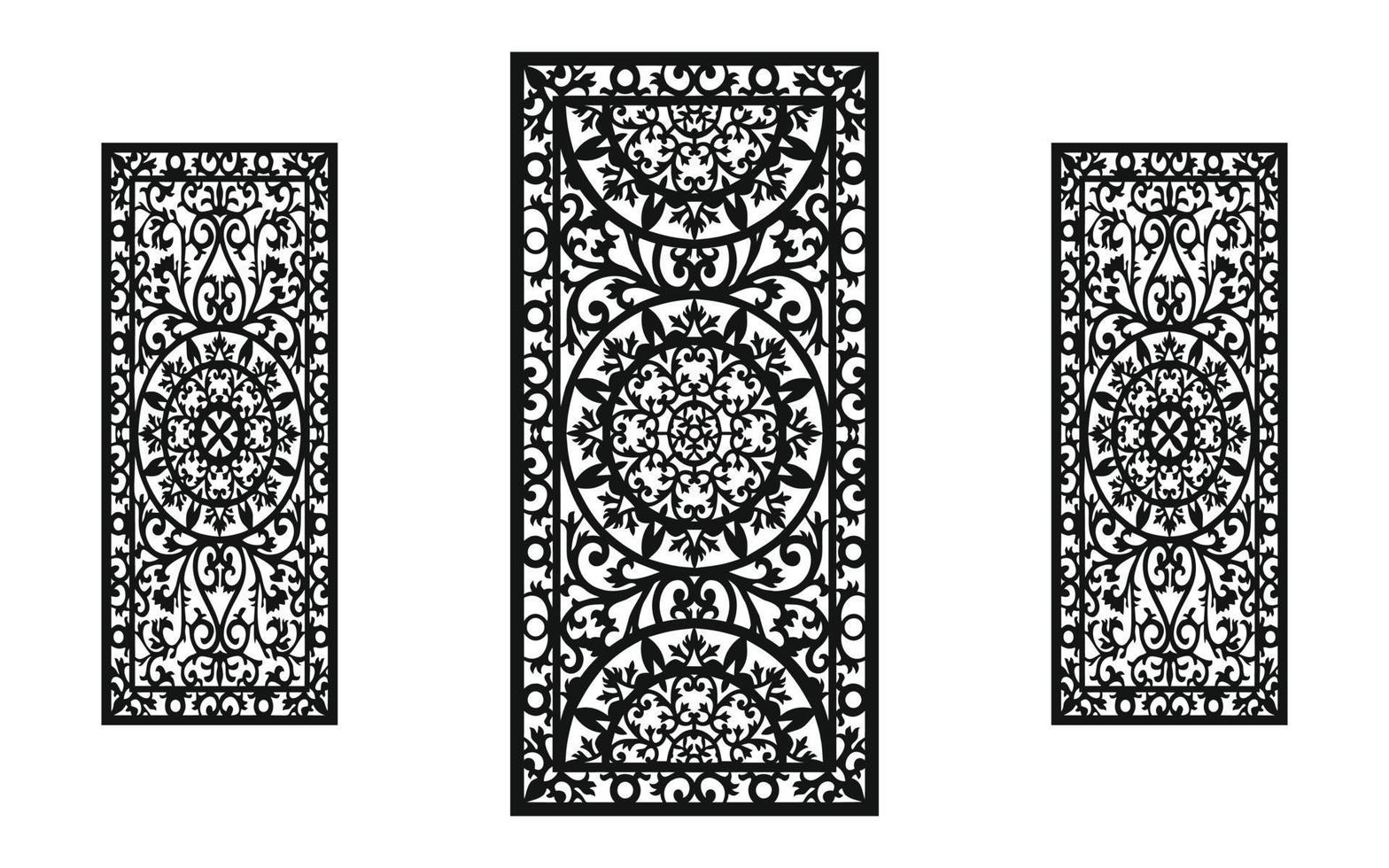 zwart patronen met wit achtergrond, Islamitisch vectoren met bloemen panelen voor cnc laser snijdend