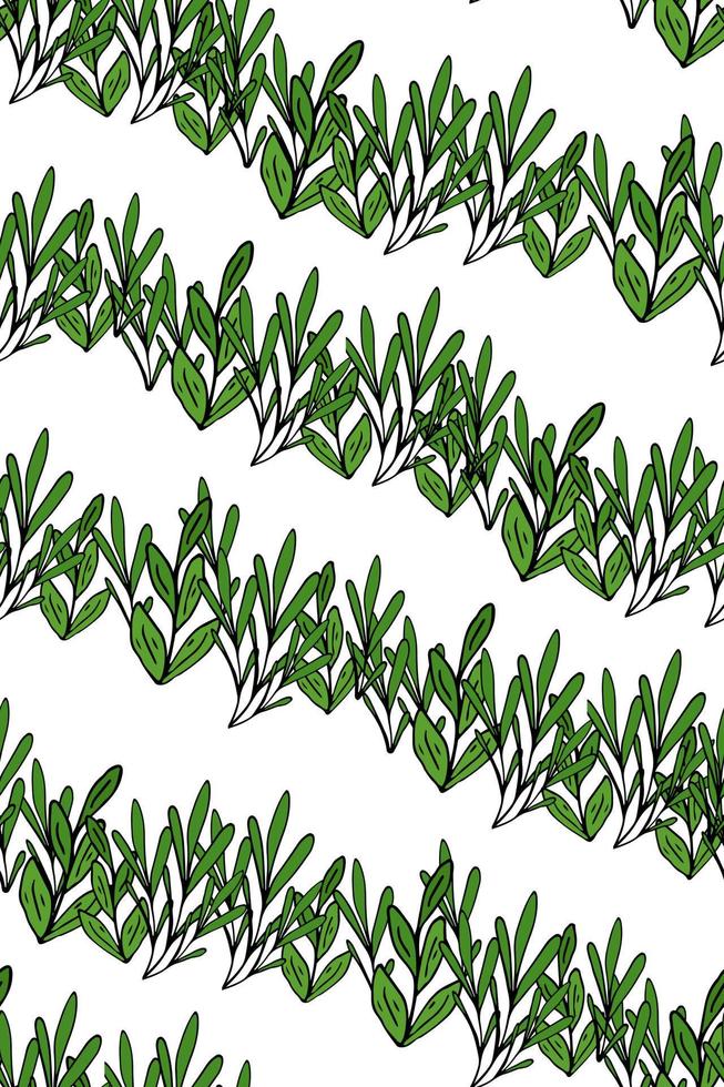 groen bladeren naadloos patroon. vector wit schets eindeloos beeld voor mode, afdrukken, textiel, Hoes