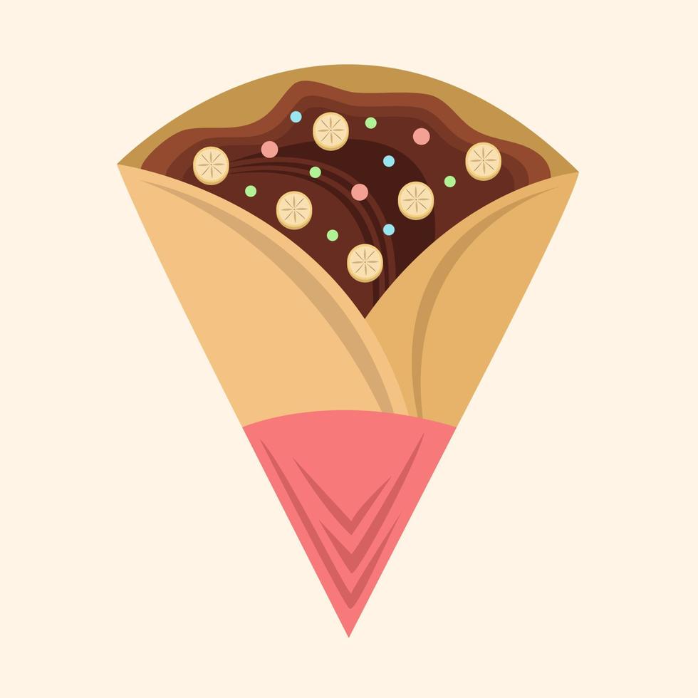 chocola banaan crêpe vector illustratie voor grafisch ontwerp en decoratief element