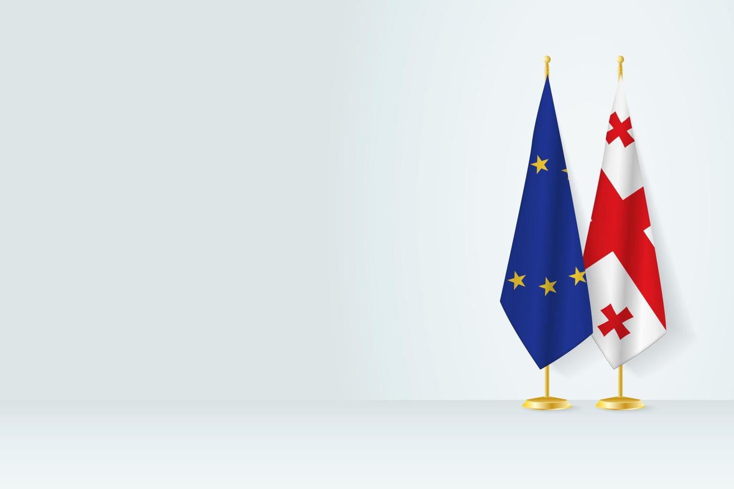 vlaggen van Europese unie en Georgië Aan vlag stellage, vergadering tussen twee landen. vector