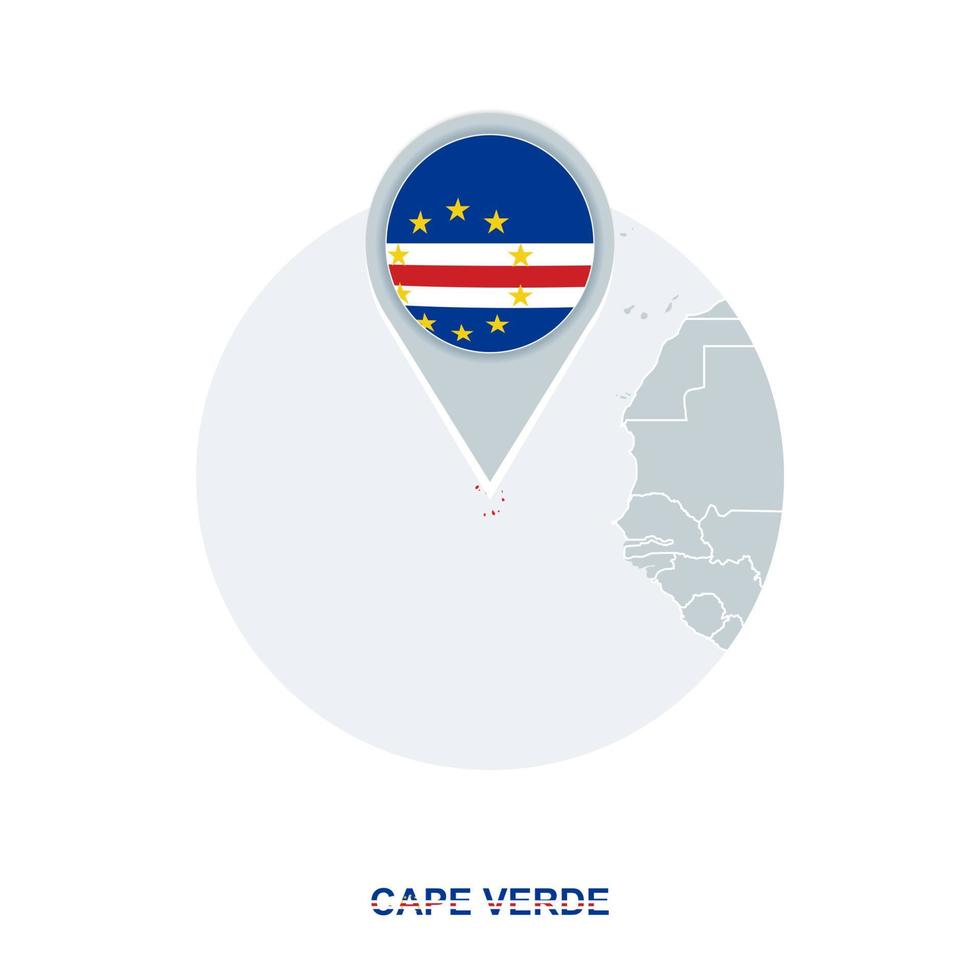 kaap verde kaart en vlag, vector kaart icoon met gemarkeerd kaap verde