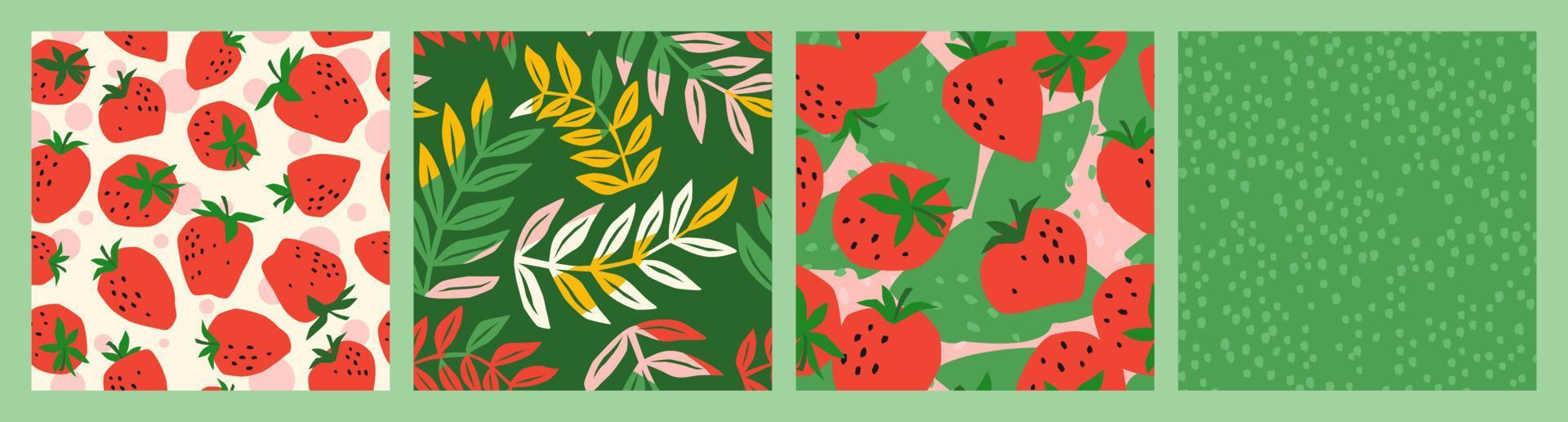 bloemen naadloos patronen met aardbei. vector abstract ontwerp voor papier, omslag, kleding stof, interieur decor en andere gebruik