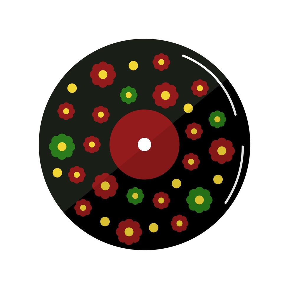 y2k retro wijnoogst vinyl bord met gekleurde bloemen. vlak tekenfilm illustratie muziek- dossier. vector