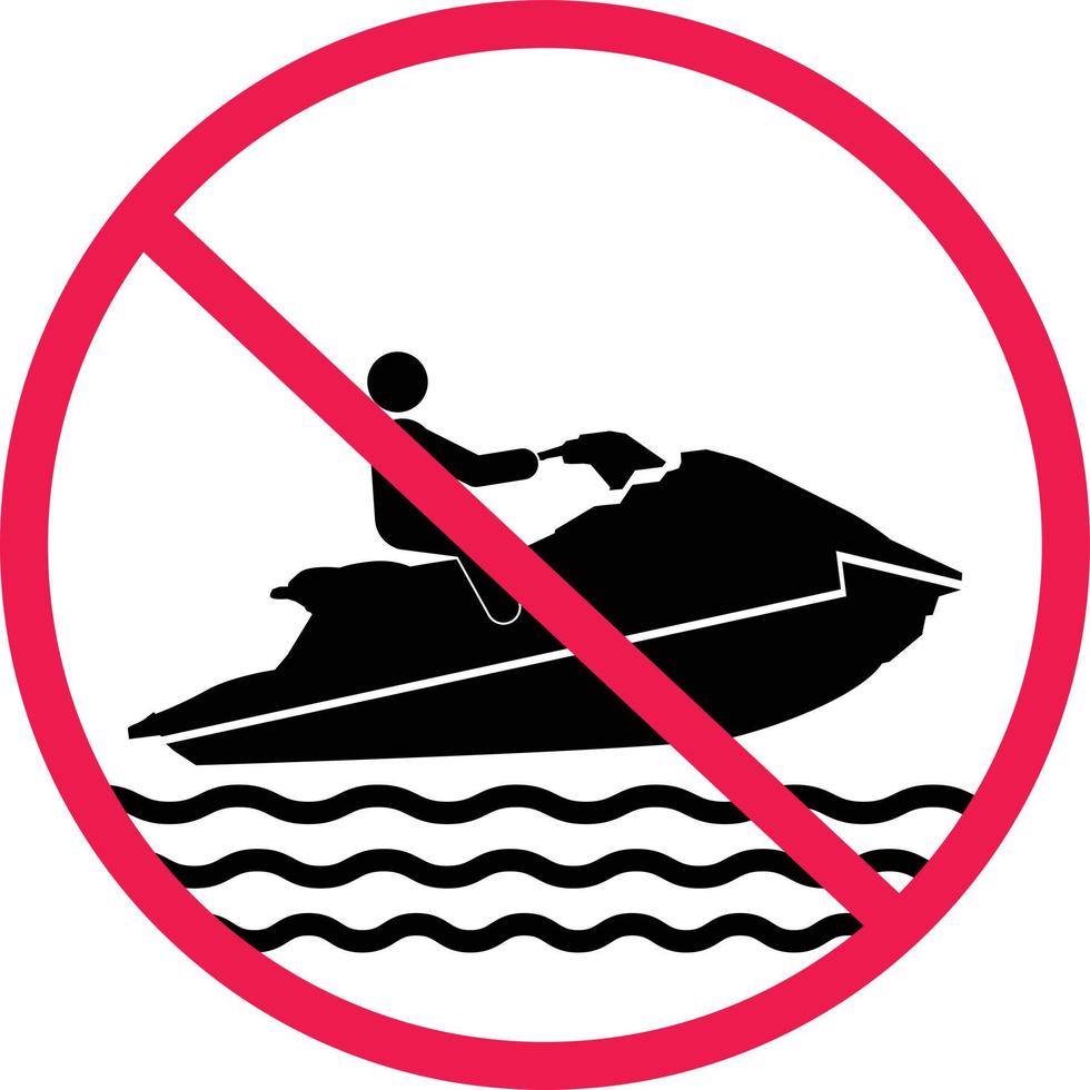 Nee Jet skiën icoon Aan wit achtergrond. Jet ski Nee rijden teken. Nee Jet ski symbool. vlak stijl. vector