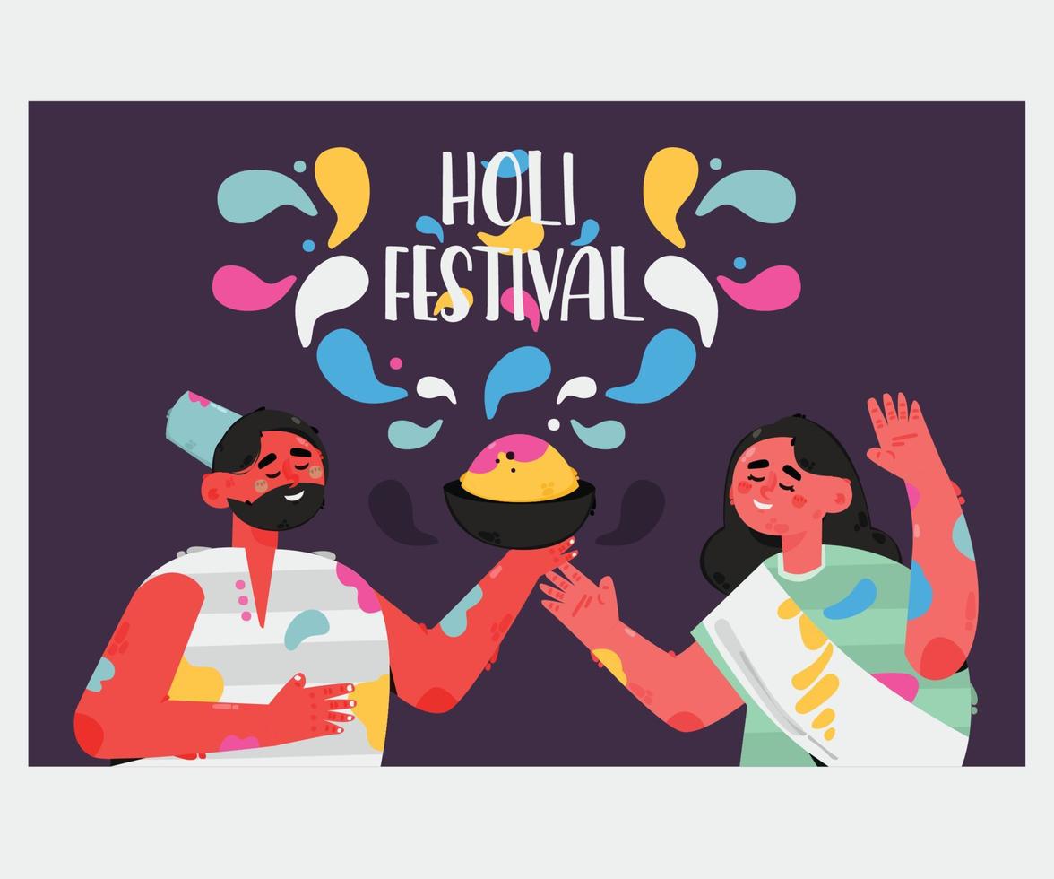 mensen vieren holi festival illustratie vector