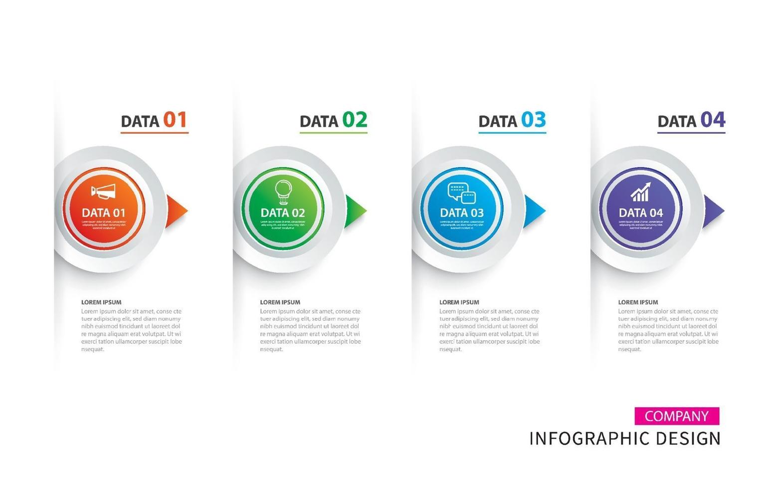 infographics tijdlijn cirkel papier met 4 gegevenssjabloon set vector