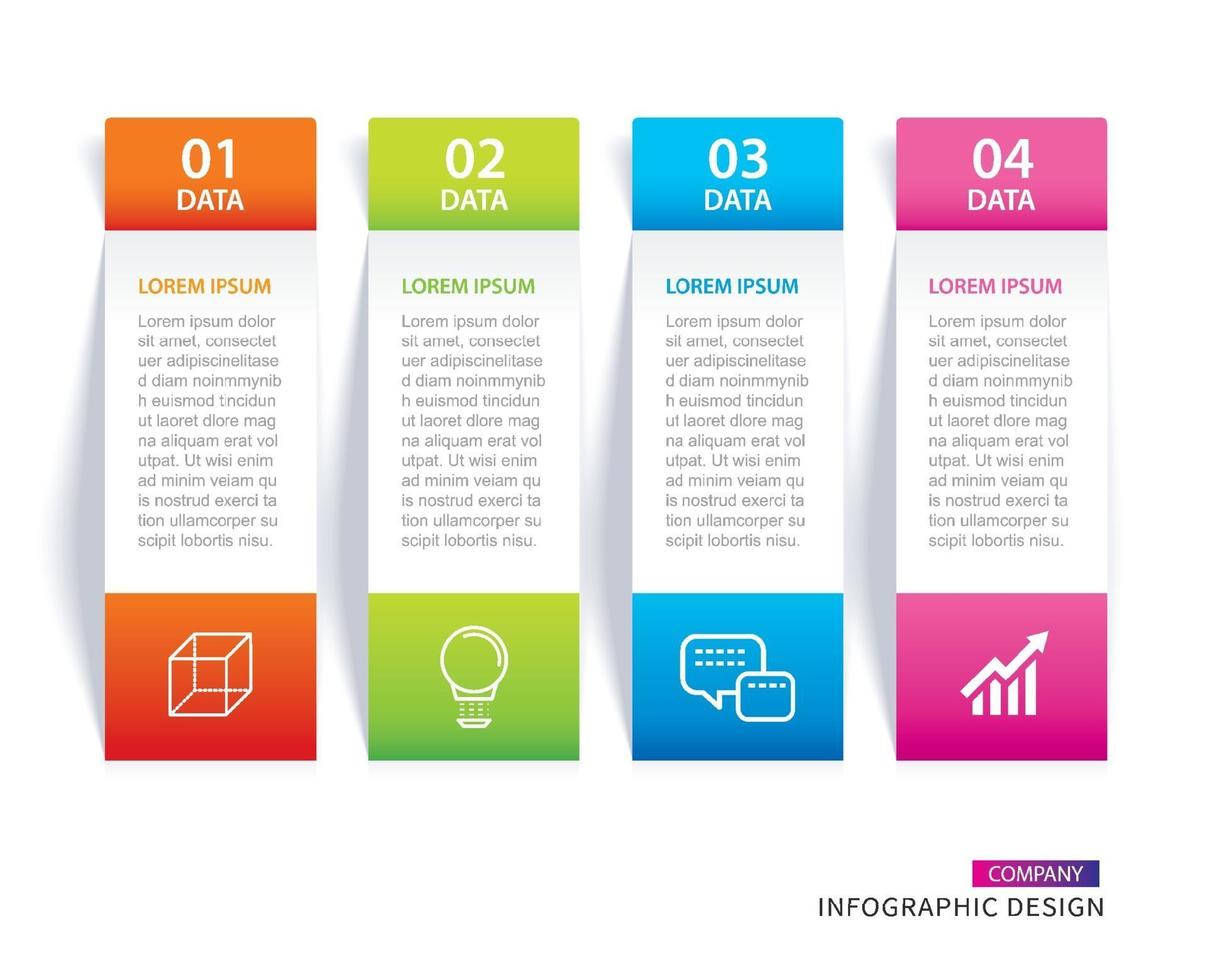 infographics-tabblad in verticale papieren index met 4 gegevenssjablonen vector