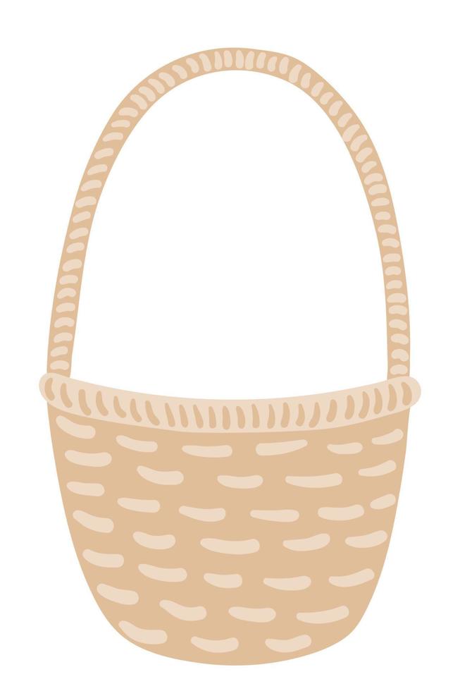 rieten beige mand. mand voor Pasen decor, voor picknick. beige vector hand- getrokken klem kunst.