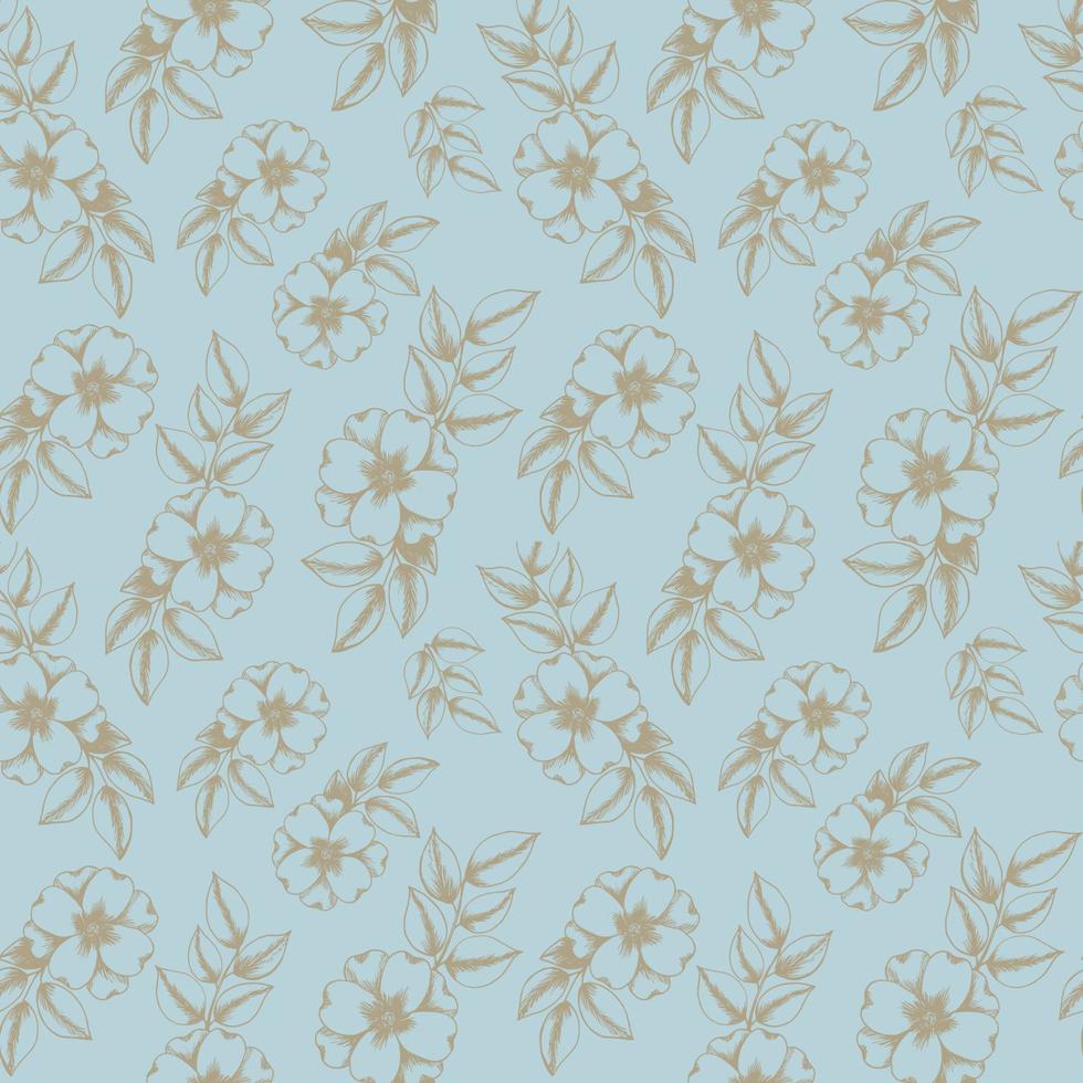 vector naadloos patroon met ster roos illustratie. hand- getrokken uniek bloem patroon. hand- getrokken bloemen geïsoleerd Aan blauw achtergrond.