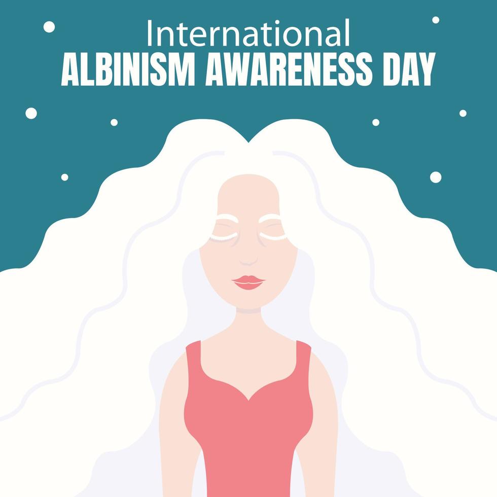 illustratie vector grafisch van een albino vrouw met lang haar, perfect voor Internationale dag, Internationale albinisme bewustzijn dag, vieren, groet kaart, enz.
